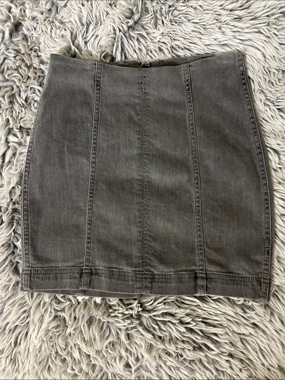 Free People Charcoal Panel-Seam Denim Mini Skirt